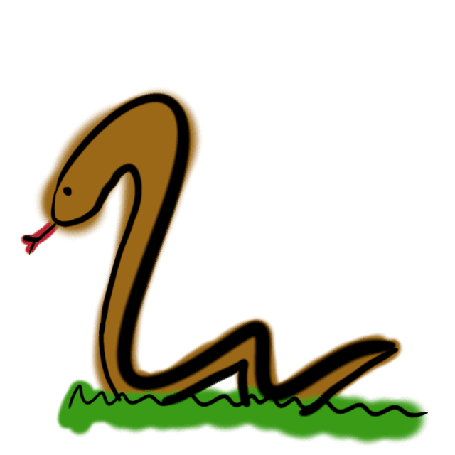 A snake raised up out of grass.